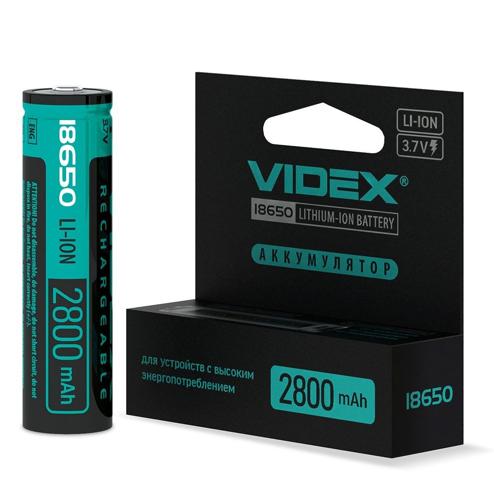 Аккумулятор Videx 18650-P 2800mAh Li-ion 3.7V защита 