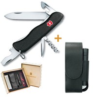 Фото Комплект Нож Victorinox Nomad/Pickniker 0.8353.3 + Кожаный чехол + Фонарь